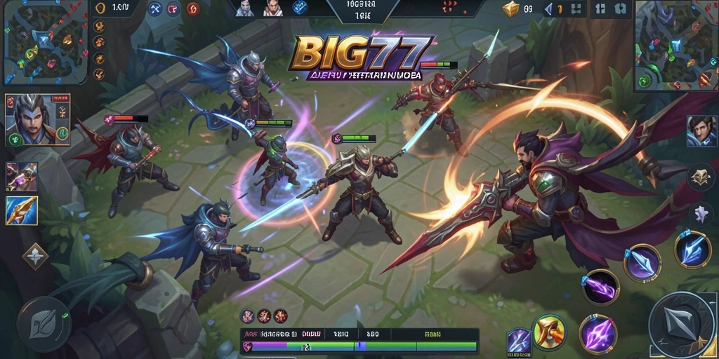 Screenshot menampilkan aksi seru dalam pertempuran MOBA.