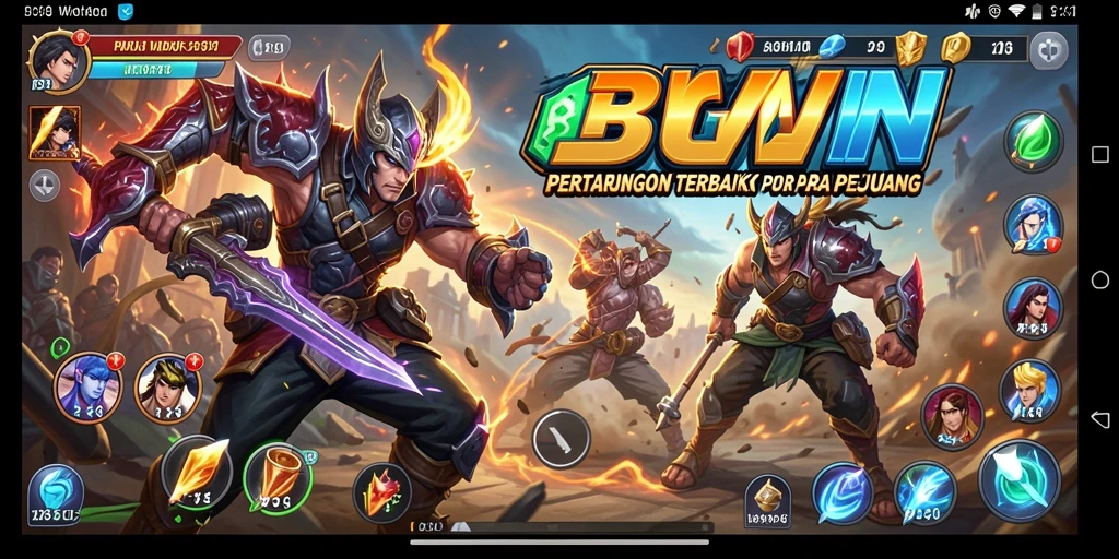 Screenshot dari gameplay BIGWIN menampilkan pertarungan karakter unik.
