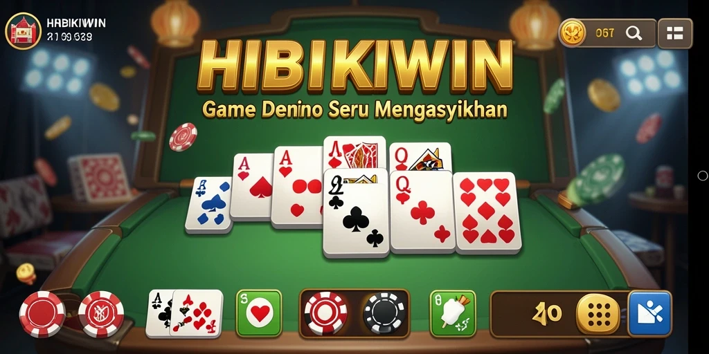 Tampilan gameplay mendebarkan di HIBIKIWIN dengan domino yang berwarna-warni.