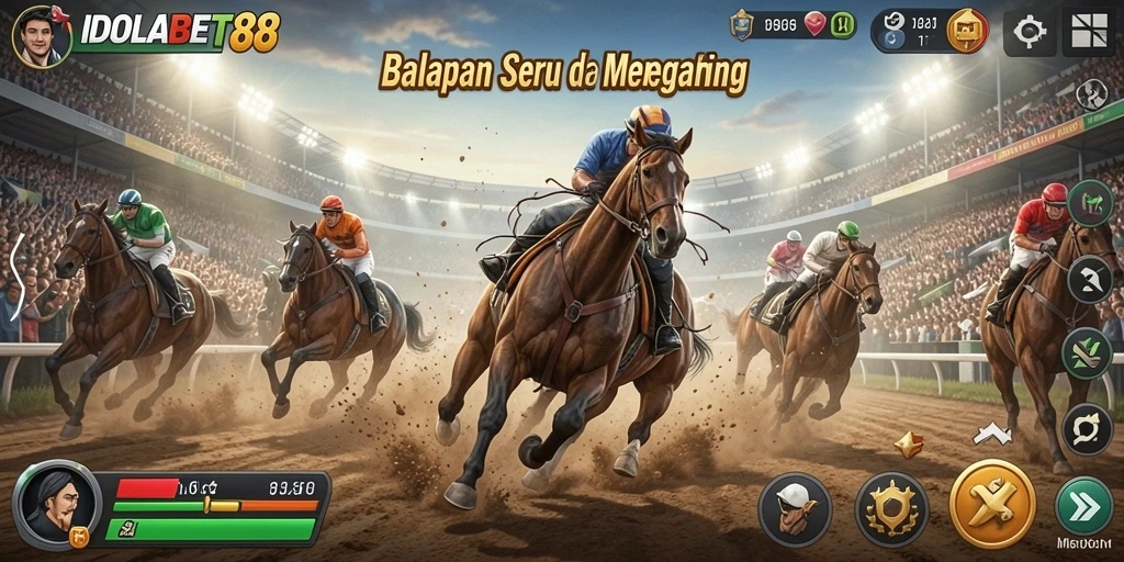 Tampilan menarik dari gameplay balapan di IDOLABET88.