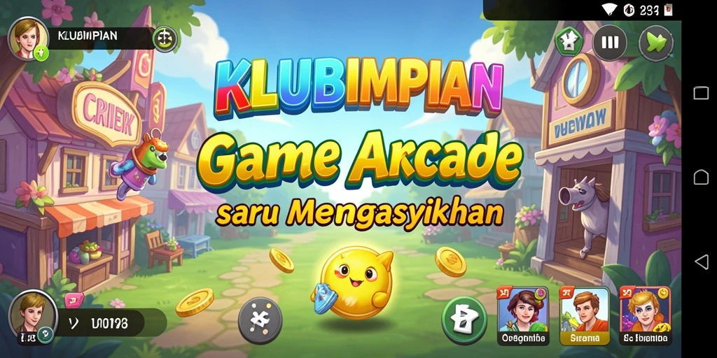 Tampilan gameplay KLUBIMPIAN yang penuh warna dan menarik.