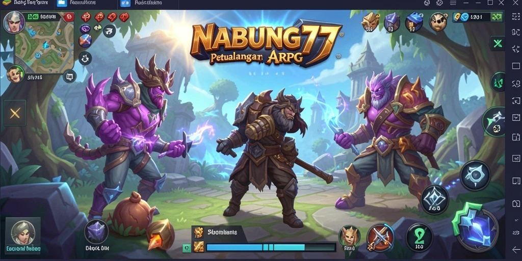 Screenshot gameplay yang menampilkan pertarungan epik dalam NABUNG77.