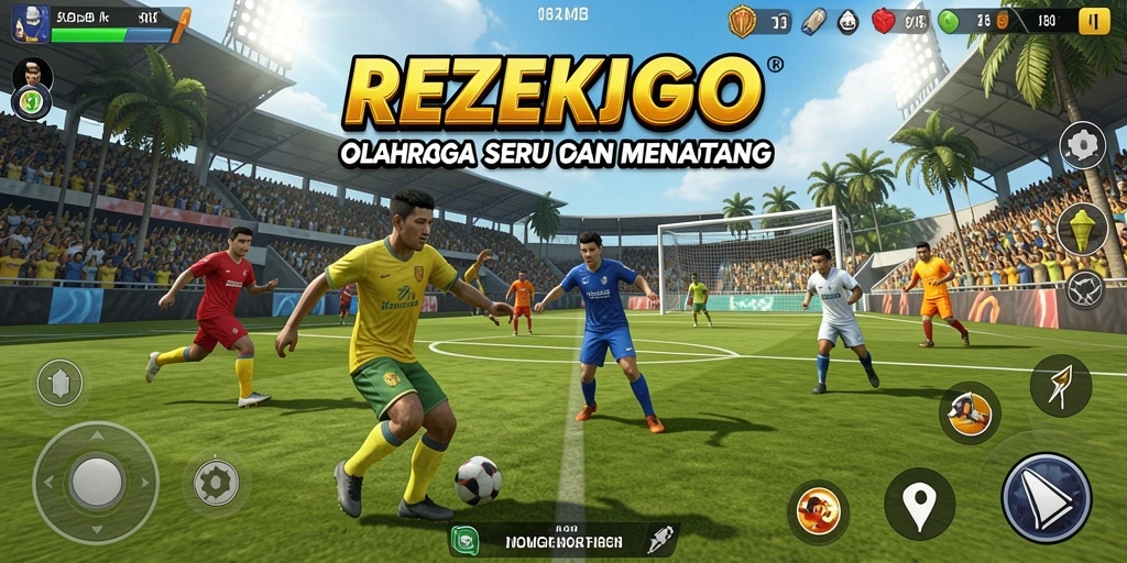 Screenshot gameplay REZEKIGO menampilkan aksi olahraga yang seru.