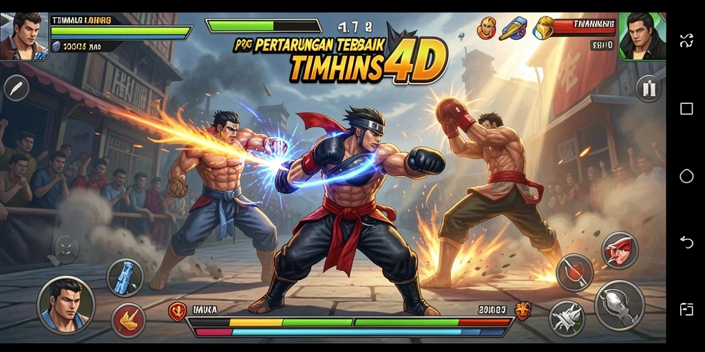 Screenshot gameplay TIMNAS4D menampilkan aksi pertarungan yang intens.