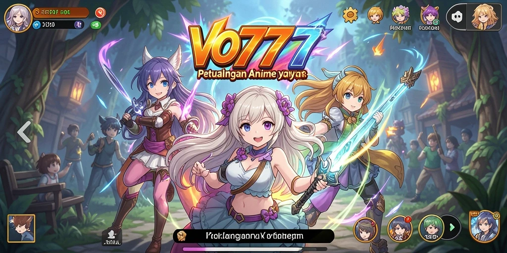 Screenshot gameplay VO777 menampilkan karakter anime dalam pertempuran epik.